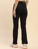 Camla Barcelona Solid Black Side Slit Jeans