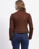 Madame Brown Faux Suede Biker Jacket