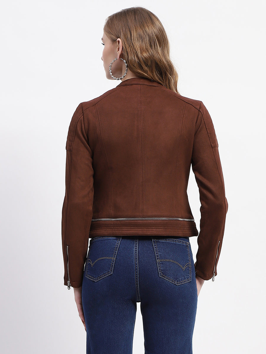 Madame Brown Faux Suede Biker Jacket