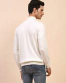 Camla Barcelona High Neck Solid White Sweater