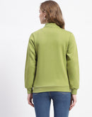 Madame Mock Neck Olive Green Cotton Sweatshirt