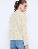 Madame Graphic Print Mock Neck Beige Sweater