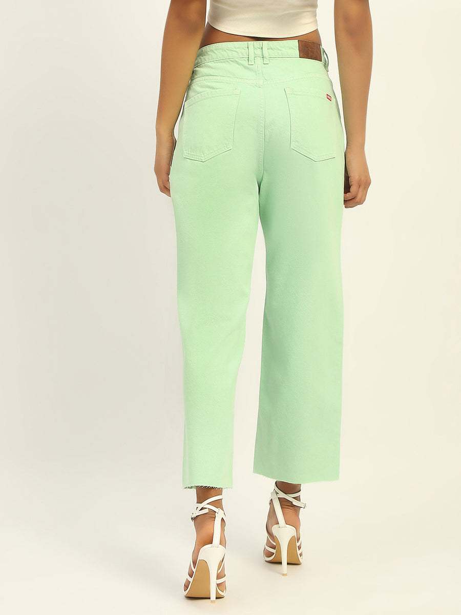 Madame Regular Mid Rise Cotton Green Denim