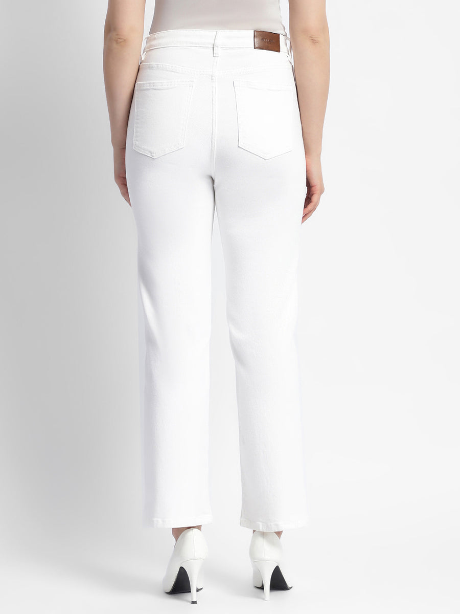 Madame Straight Fit Mid Rise White Jeans