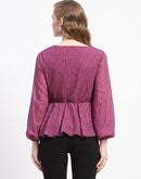 Madame Purple V-Neck Empire Waist Top