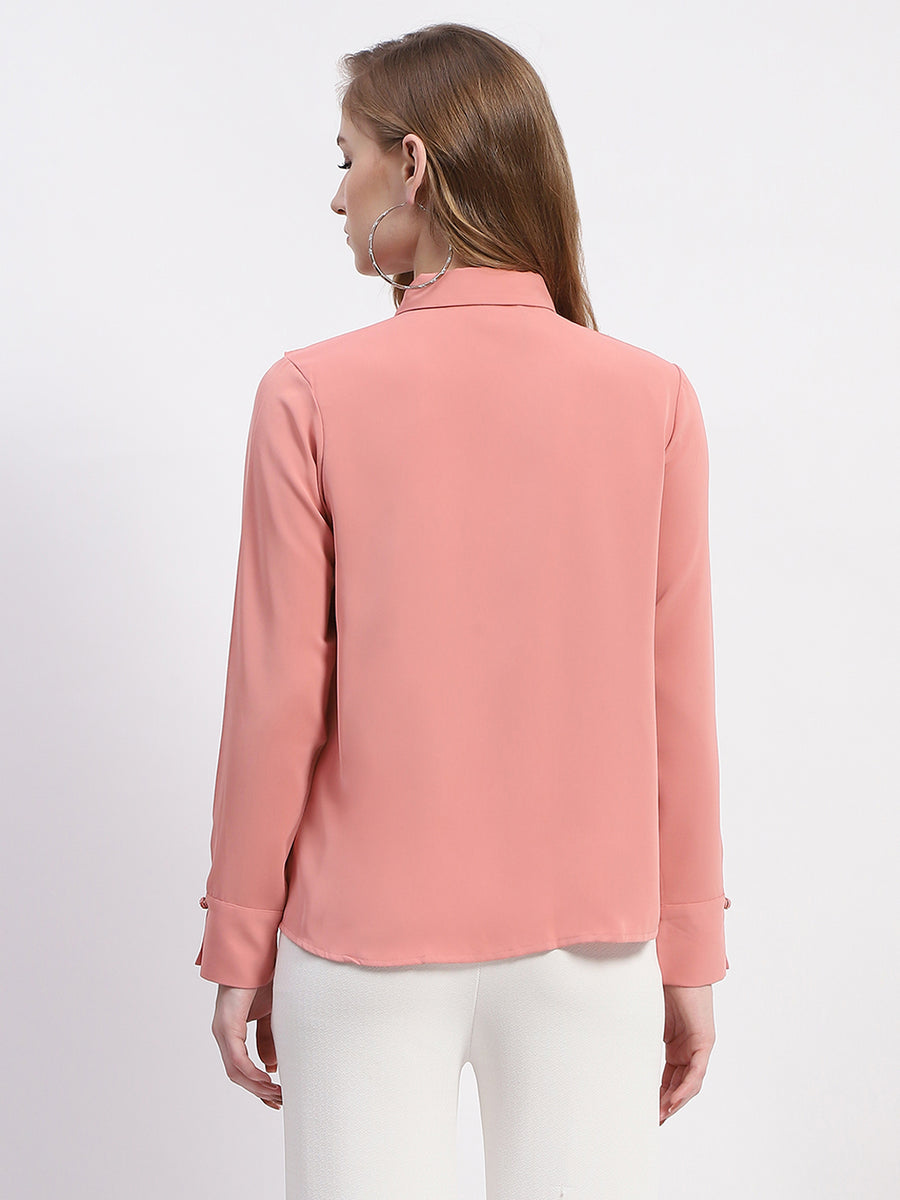 Madame Ruffle Collar Solid Blush Shirt