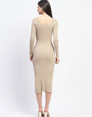 Madame Solid Brown Bodycon Dress