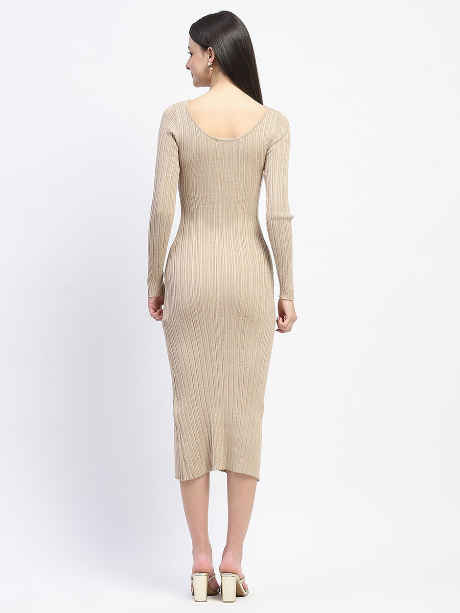 Madame Solid Brown Bodycon Dress