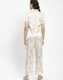 mSECRET Printed Shirt and Shorts Off White Nightsuit