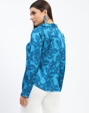 Madame Blue Leaf Print Shirt