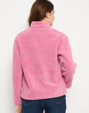 Madame Taffeta Patch Zipped Pink Fur Sweatshirt