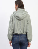 Madame Olive Green Cropped Windbreaker Jacket