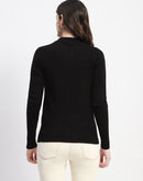 Madame Black Mock Neck Knit Sweater