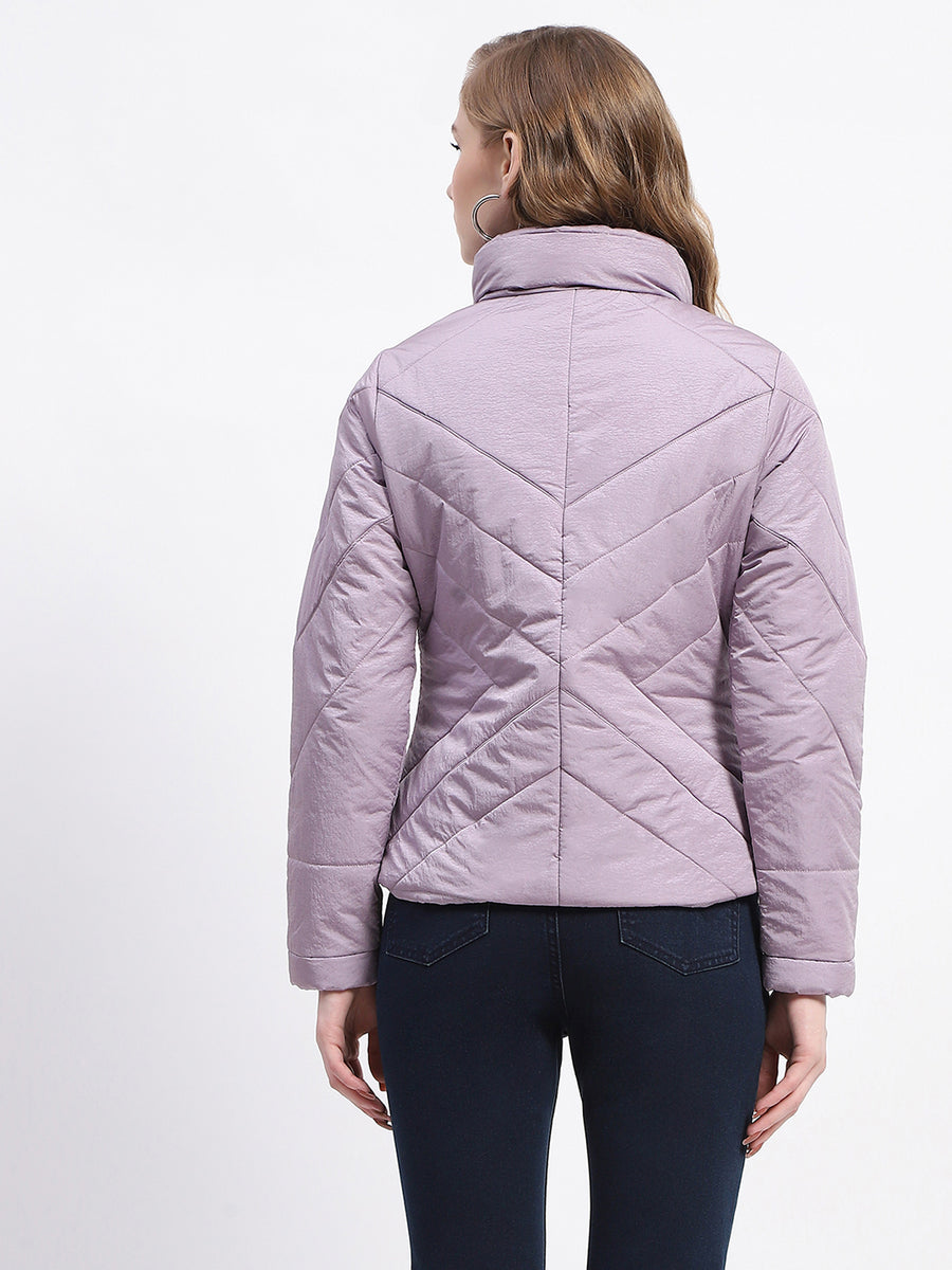 Madame Quilted High Neck Mauve Puffer Jacket