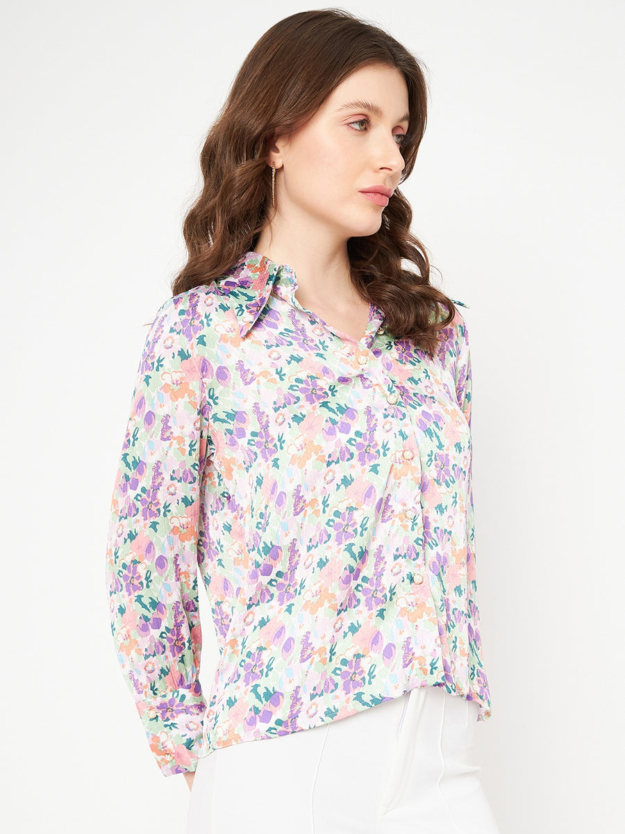 Madame Purple Printed Shirts