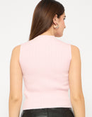 Madame Mock Neck Pink Sleeveless Sweater