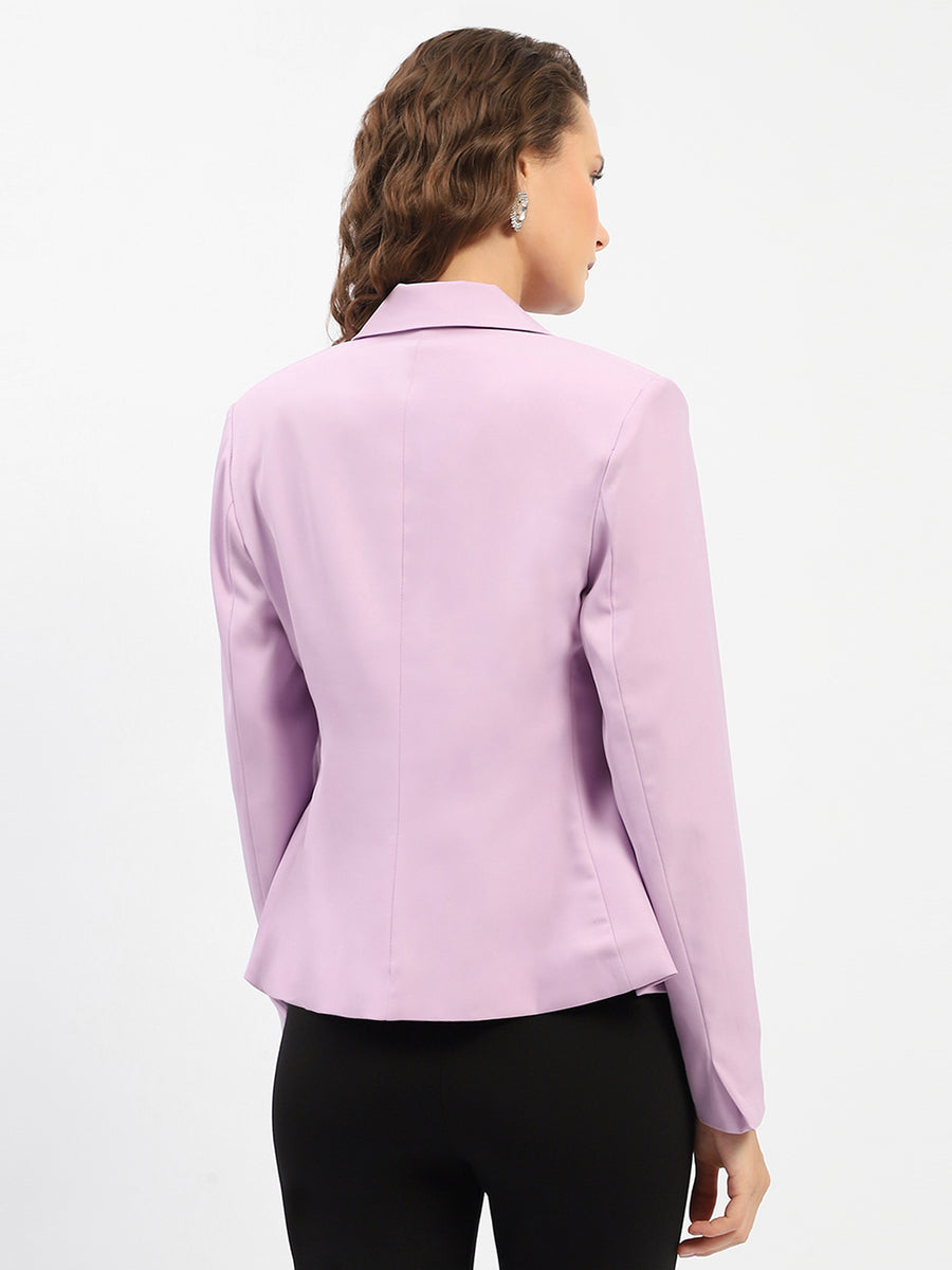 Madame Single Breasted Embellished Mauve Blazer