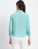 Madame Button-Down Collared Jade Green Shirt