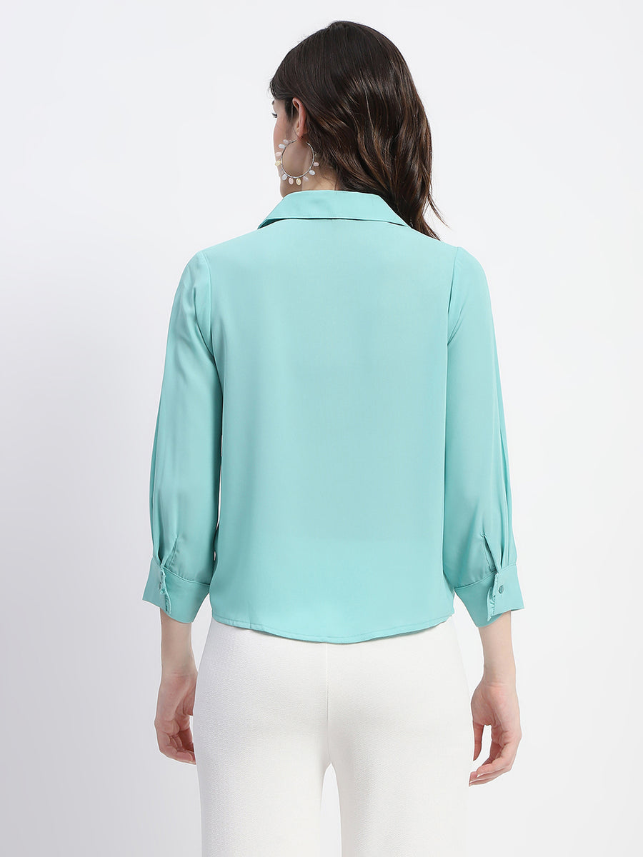 Madame Button-Down Collared Jade Green Shirt