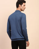 Camla Barcelona Blue Polo Neck Cotton Knitted T-Shirt