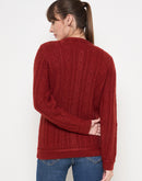 Madame Self Design Crew Neck Rust Cardigan