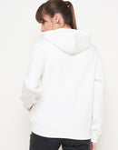 Madame Floral Print Adorned Cotton Blend White Sweatshirt