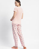 mSECRET Peach Typography Print Cotton Nightsuit Set