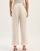 Madame Waist Belted Tapered Fit White Trousers