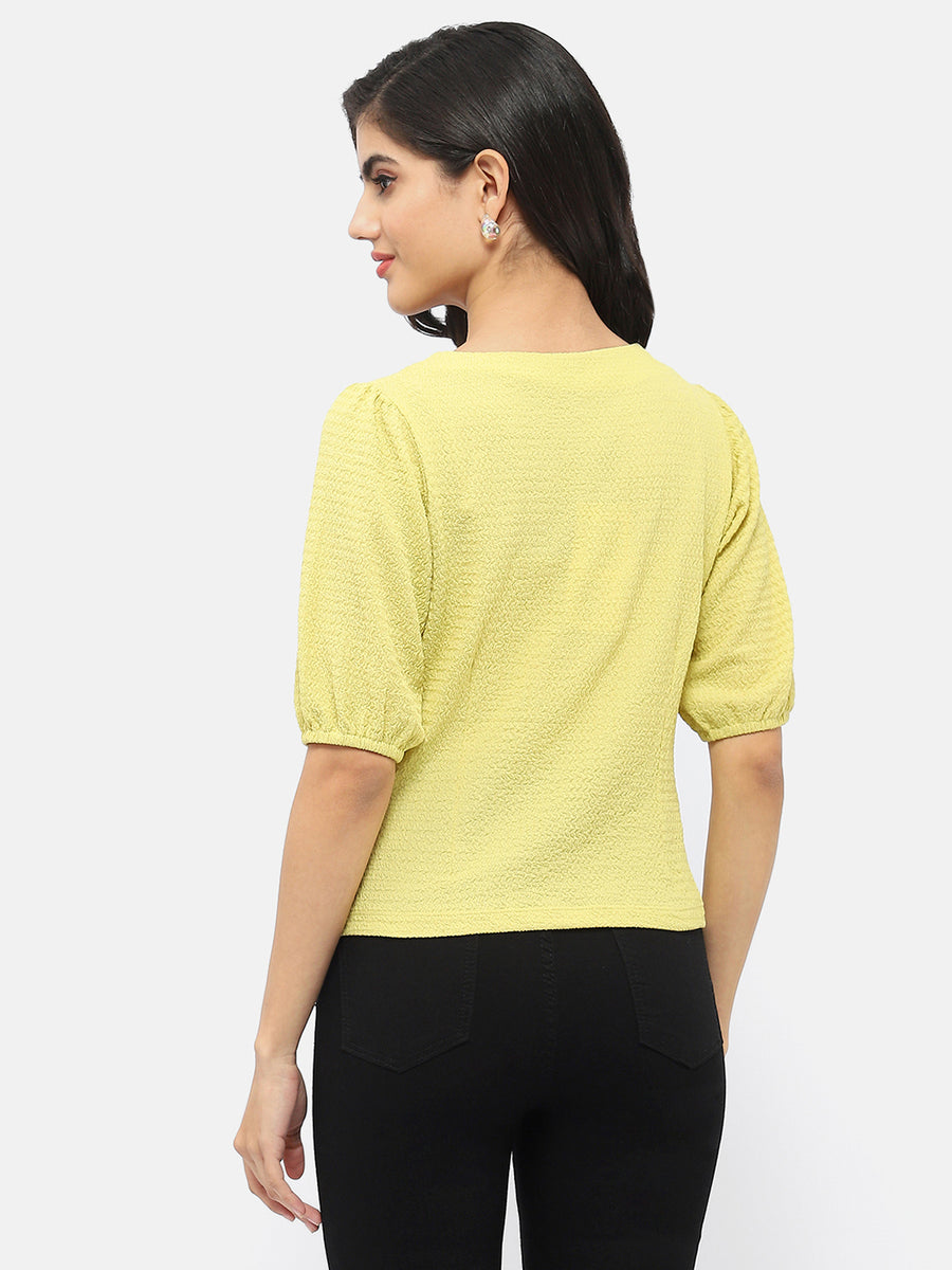 Madame Square Neck Lime Green Crinkled Top