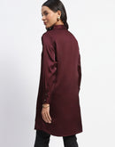 Madame Button Down Long Wine Shirt