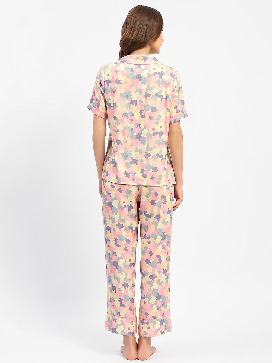 mSECRET Pink Printed 2 Piece Nightsuit