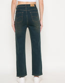 Madame Green Tinted Stone Wash Cotton Blend Denim Jeans