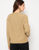 Madame Self Design Crew Neck Brown Sweater