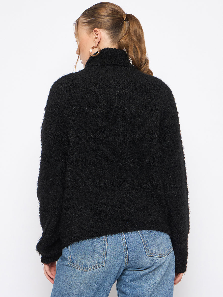 Madame Embellished Turtleneck Black Sweater