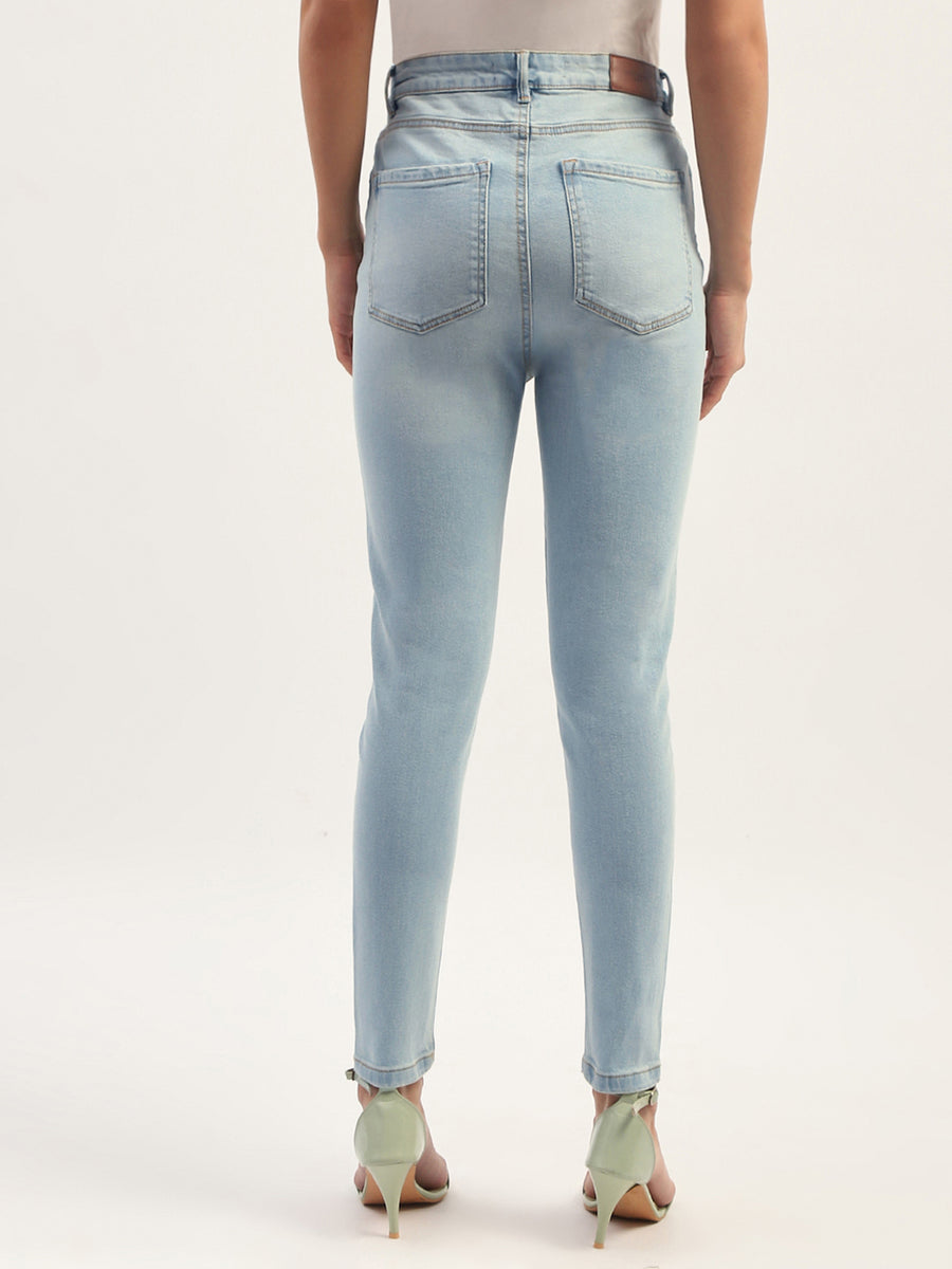 Madame Skinny Fit Raw Hem Cotton Ice Blue Denim