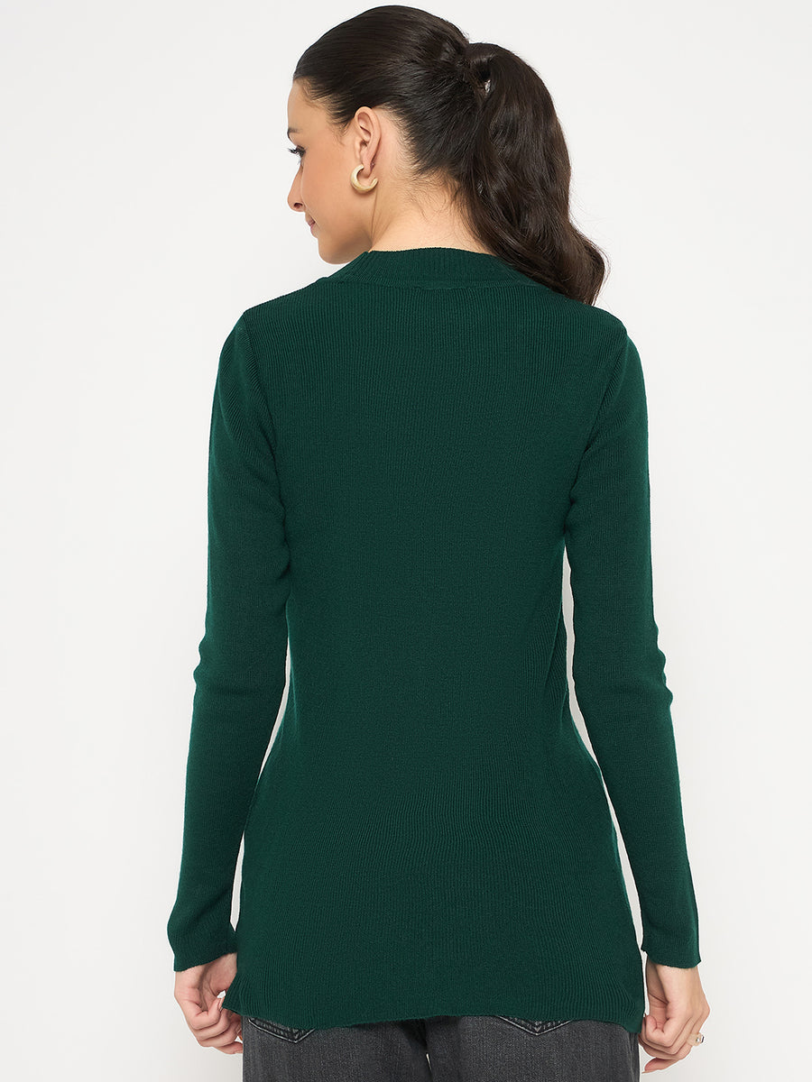 Madame Mock Neck Solid Green Skeeve