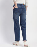 Madame Straight Fit Mid Blue Whiskered Denim