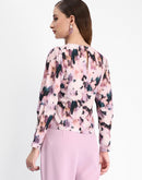 Madame Floral Print Full Sleeve Mauve Rayon Blend Top