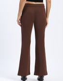 Madame Single Pleated Brown Flared Trousers