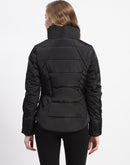 Madame High Neck Quilted Black Puffer Jacket