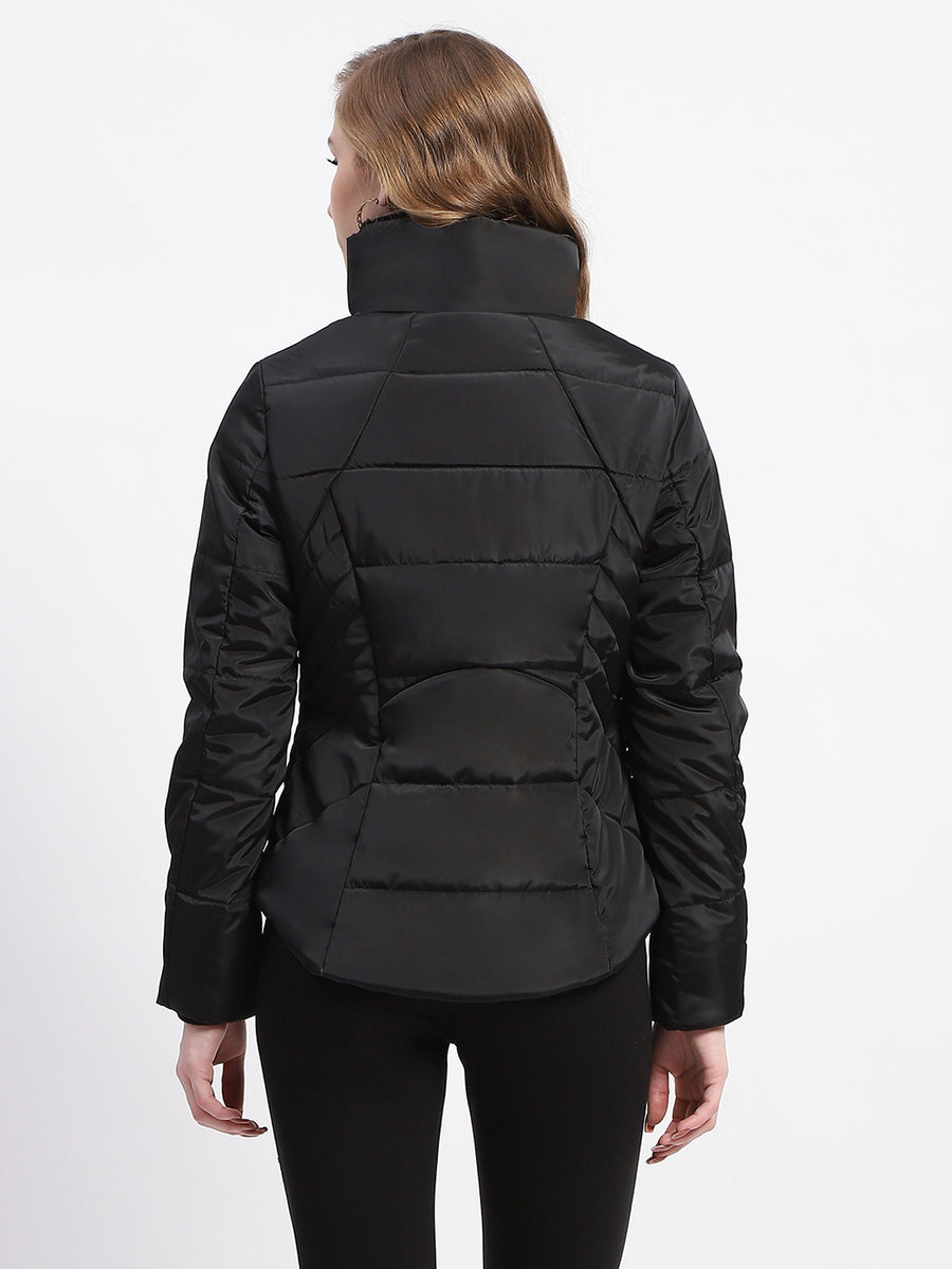 Madame High Neck Quilted Black Puffer Jacket