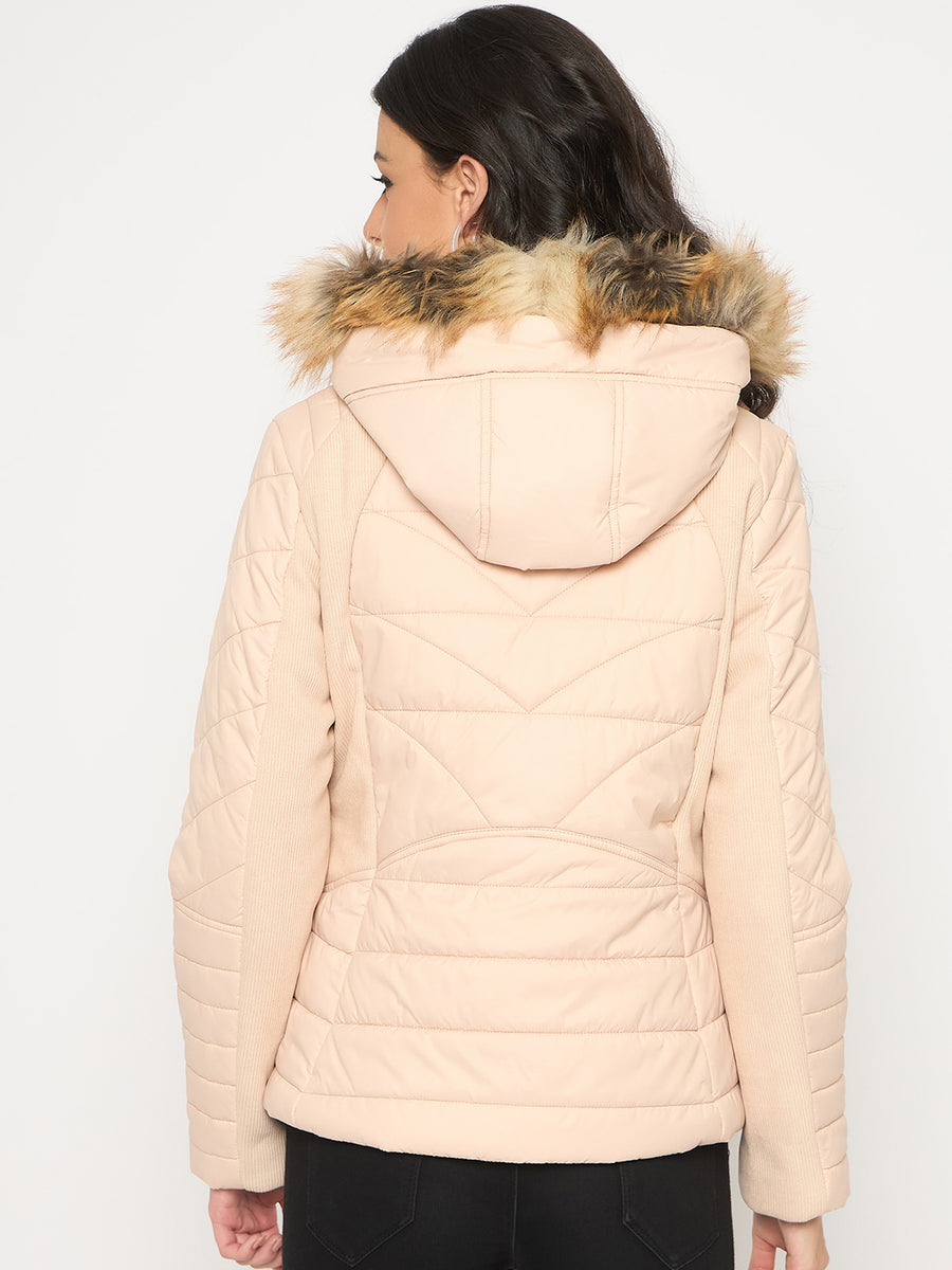 Madame Corduroy Two In One Beige Quilted Jacket