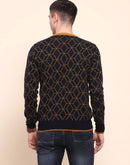 Camla Barcelona Geometric Print Navy Blue Sweater