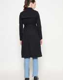 Madame Double Breasted Buckled Belt Black Trench Coat