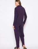 mSECRET Open Front Contrast Bonning Deep Purple Night Suit