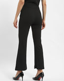 Madame Solid Black Flared Trouser