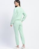 mSECRET Cotton Blend Textured Top and Bottom Green Night Suit