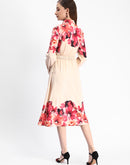 Madame Floral Printed Button Down Shirt A-Line Dress