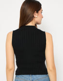 Madame Mock Neck Black Sleeveless Sweater