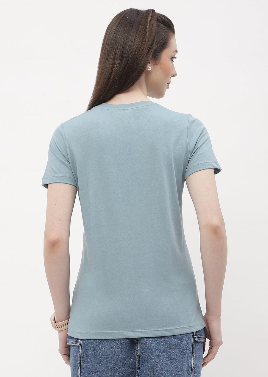 Madame Typography Powder Blue Regular T-Shirt